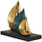 CosmoLiving by Cosmopolitan 12" Gold Porcelain Sail Boat Sculpture with Black Base